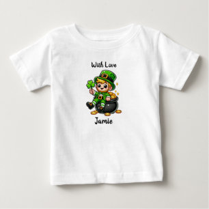 T-shirt Pour Bébé Lutin mignon assis sur un pot d'or