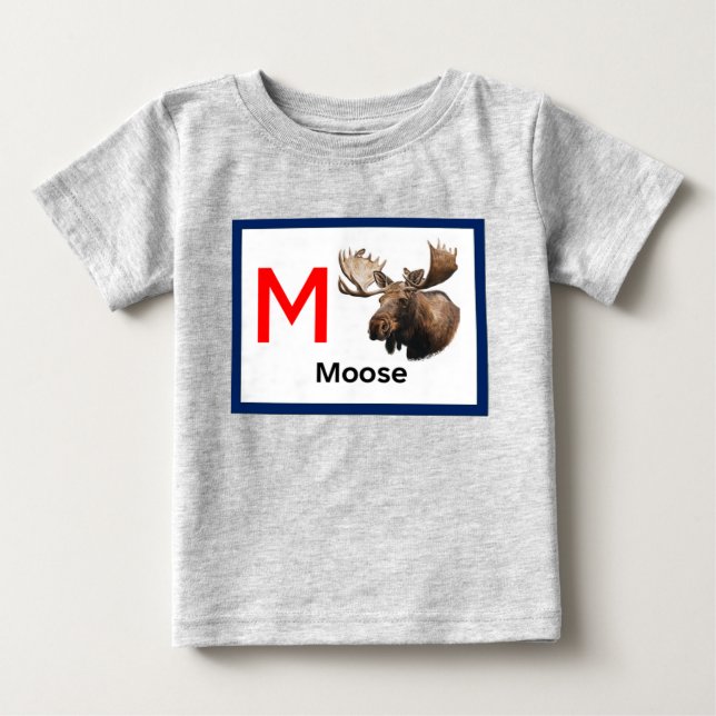 T-shirt Pour Bébé M est pour Moose (Devant)