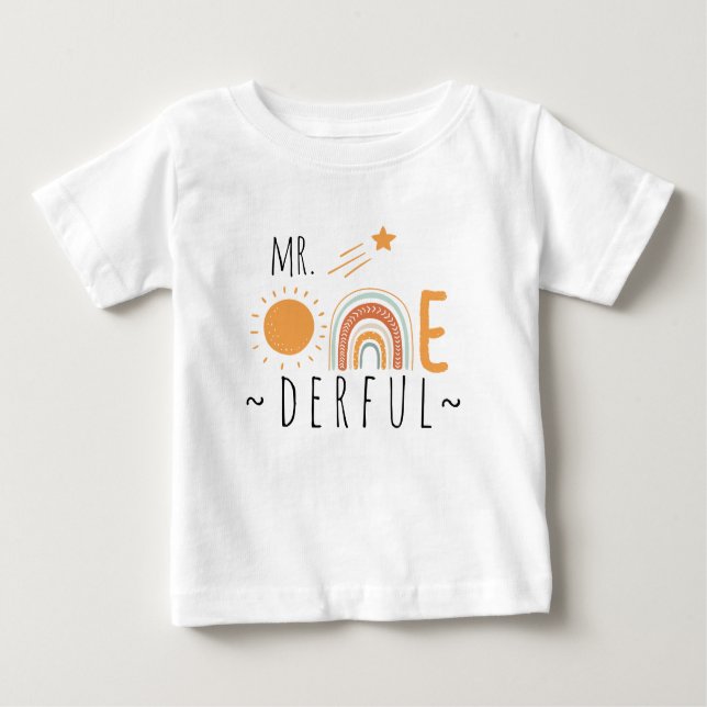 T-shirt Pour Bébé M. Onederful Boho Arc-en-ciel premier enfant (Devant)