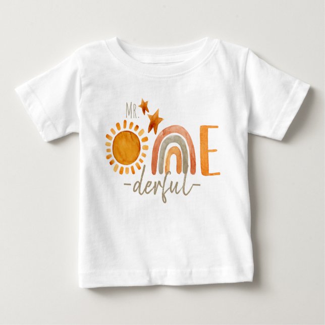 T-shirt Pour Bébé M. Onederful Premier anniversaire Rainbow et Sun P (Devant)
