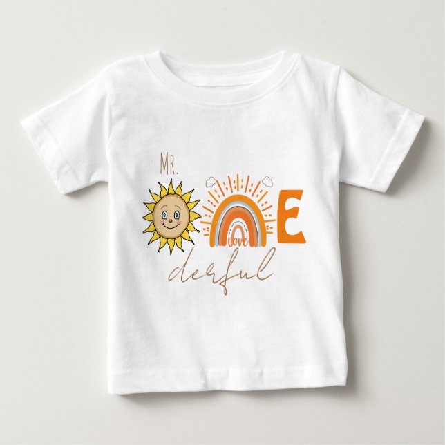 T-shirt Pour Bébé M.Onederful Rainbow et Sun Party Baby 1er annivers (Devant)
