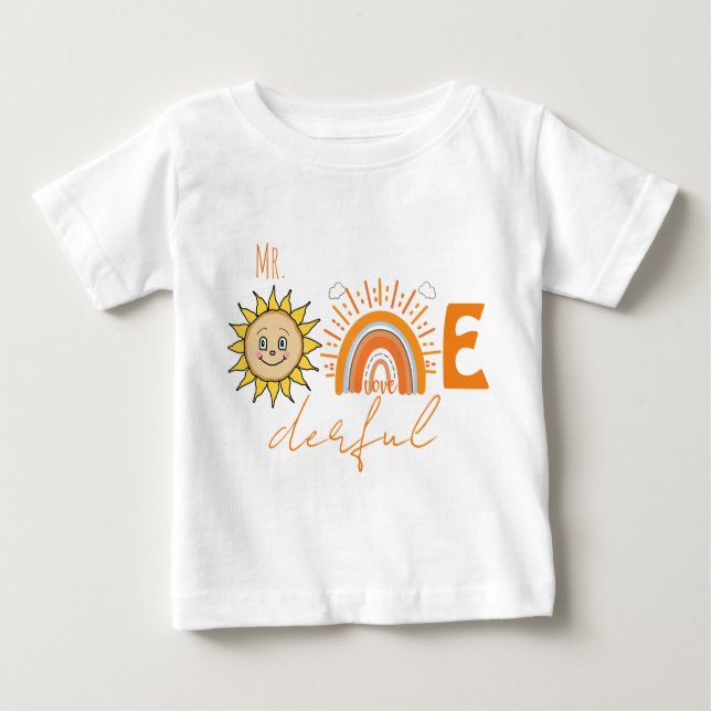 T-shirt Pour Bébé M.Onederful Rainbow et Sun Party Baby 1er annivers (Devant)