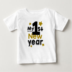 T-shirt Pour Bébé Ma 1ère année d'étoiles d'or modernes
