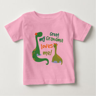 T-shirt Pour Bébé Ma grande grand-maman m'aime dinosaure