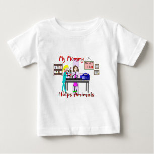 T-shirt Pour Bébé Ma maman aide des animaux--Le vétérinaire badine