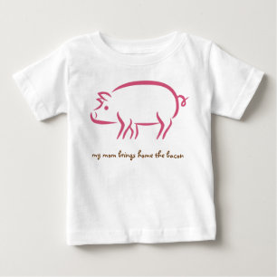 T-shirt Pour Bébé ma maman apporte à la maison le lard, mères