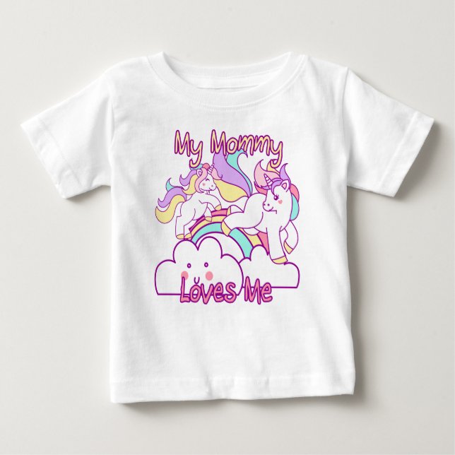 T-shirt Pour Bébé Ma maman m'aime Unicorn (Devant)