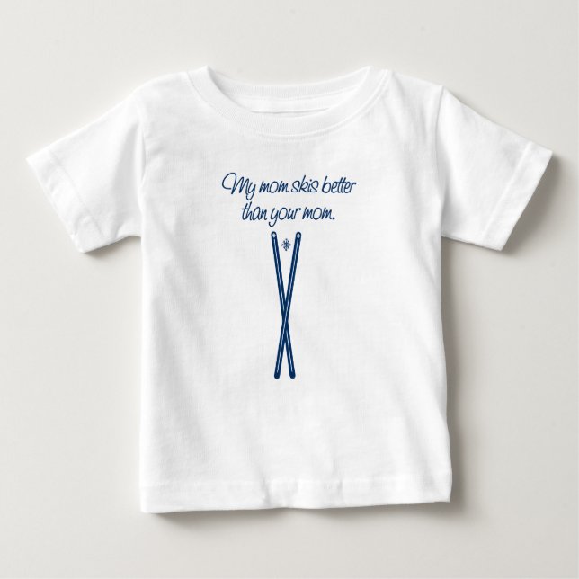 T-shirt Pour Bébé Ma maman skie mieux que votre chemise d'enfant en (Devant)
