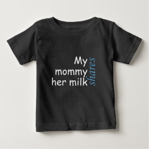 T-shirt Pour Bébé Ma mère partage son lait blanc et bleu