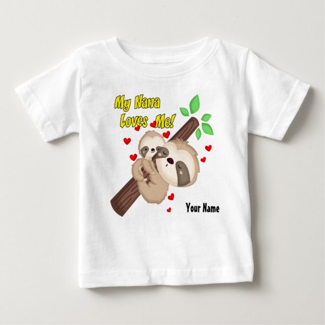 T-shirt Pour Bébé Ma Nana M'Aime Sloth (Devant)