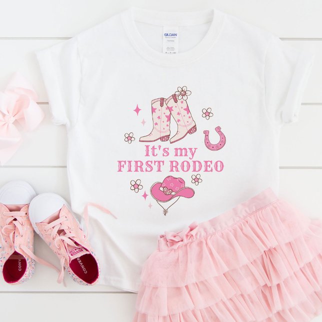 T-shirt Pour Bébé Ma Première Cowgirl de Rodéo 1er Anniversaire West (Créateur téléchargé)