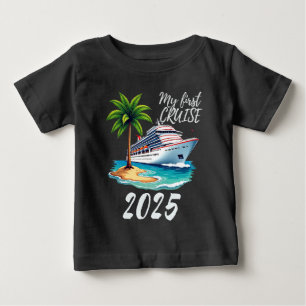 T-shirt Pour Bébé Ma première croisière 2025 Drôle Vacances