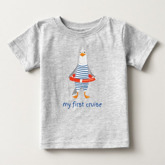 T-shirt Pour Bébé Ma première croisière bébé en pingouin de croisièr (Devant)