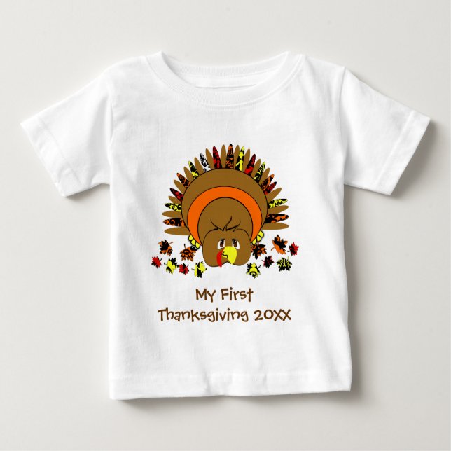 T-shirt Pour Bébé Ma première mignonne Turquie Thanksgiving (Devant)