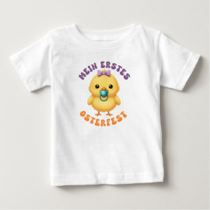 T-shirt Pour Bébé Ma première Pâques - Douce poussin avec tétine