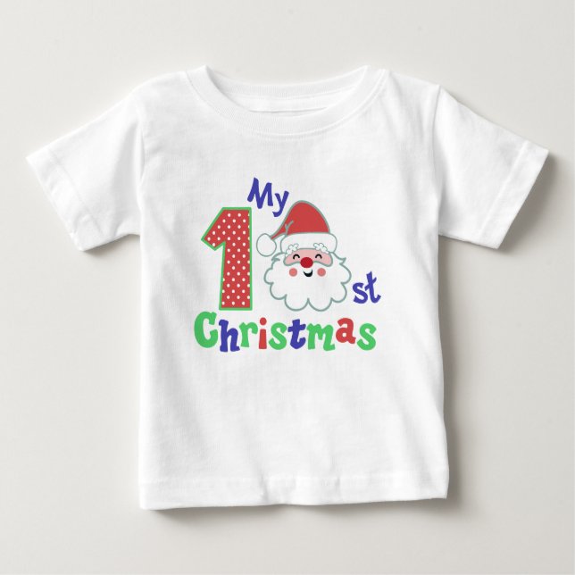T-shirt Pour Bébé Ma première typographie de Noël Cute Père Noël (Devant)