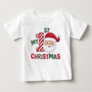 T-shirt Pour Bébé Ma première typographie de Noël Cute Père Noël