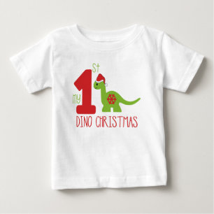 T-shirt Pour Bébé Ma première typographie de Noël Dinosaure mignon D