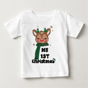 T-shirt Pour Bébé Ma première typographie de Noël Renne mignon