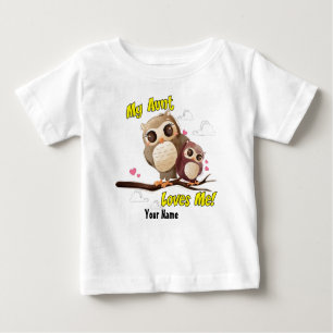 T-shirt Pour Bébé Ma tante m'aime Hibou