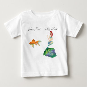 T-shirt Pour Bébé Ma tante Poisson d'Or Sirène Drôle Mignonne