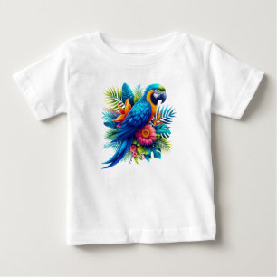 T-shirt Pour Bébé Macaw tropicale bleue et colorée