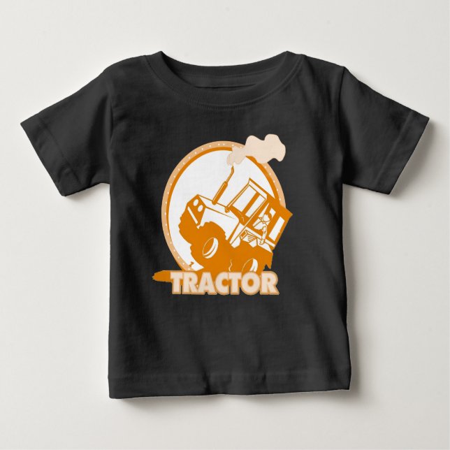 T-shirt Pour Bébé Machines agricoles oranges de tracteur (Devant)