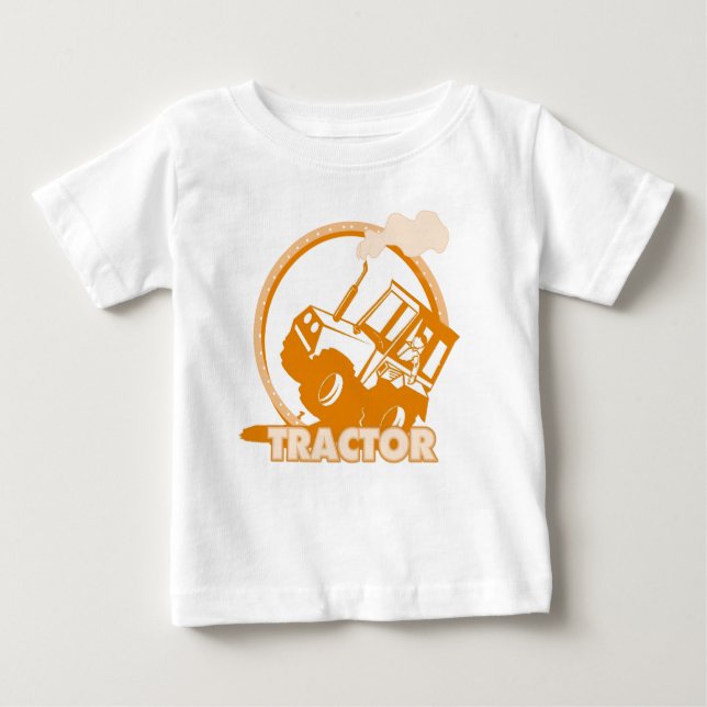 T-shirt Pour Bébé Machines de ferme de tracteurs Orange (Devant)
