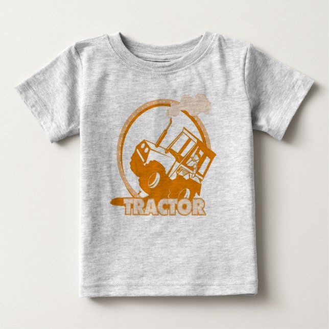T-shirt Pour Bébé Machines de ferme de tracteurs Orange (Devant)