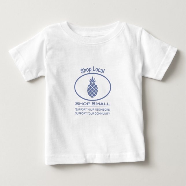 T-shirt Pour Bébé Magasiner local, Acheter Petite ananas bleu (Devant)