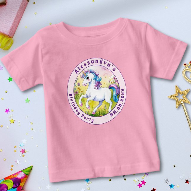 T-shirt Pour Bébé Magic Pastel Custom Unicorn Anniversaire (Créateur téléchargé)