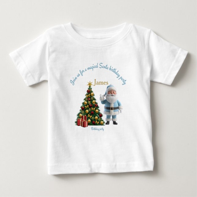 T-shirt Pour Bébé Magical Santa Birthday Invitation  (Devant)