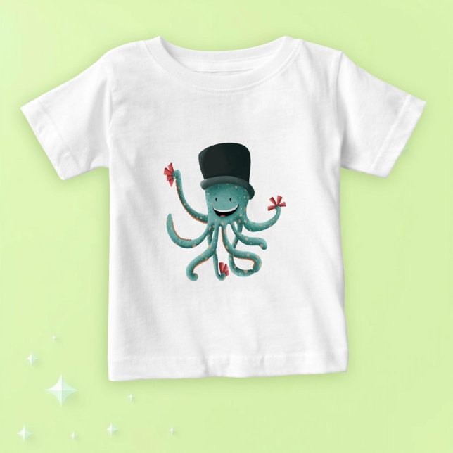 T-shirt Pour Bébé Magicien Illusionniste de la pieuvre mignonne (Créateur téléchargé)