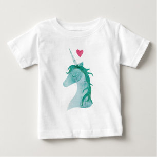 T-shirt Pour Bébé Magie bleue de licorne avec le coeur