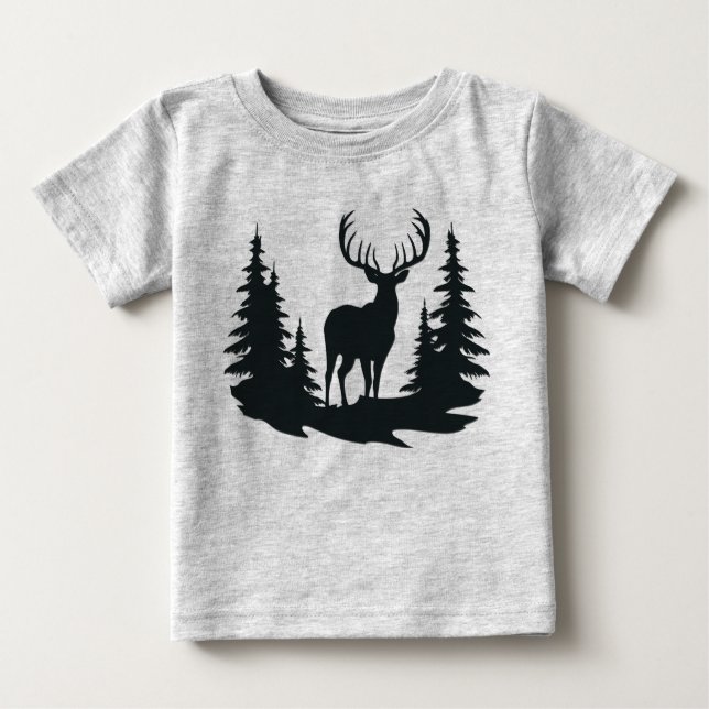 T-shirt Pour Bébé Magnificent Buck Among Pine Trees (Devant)