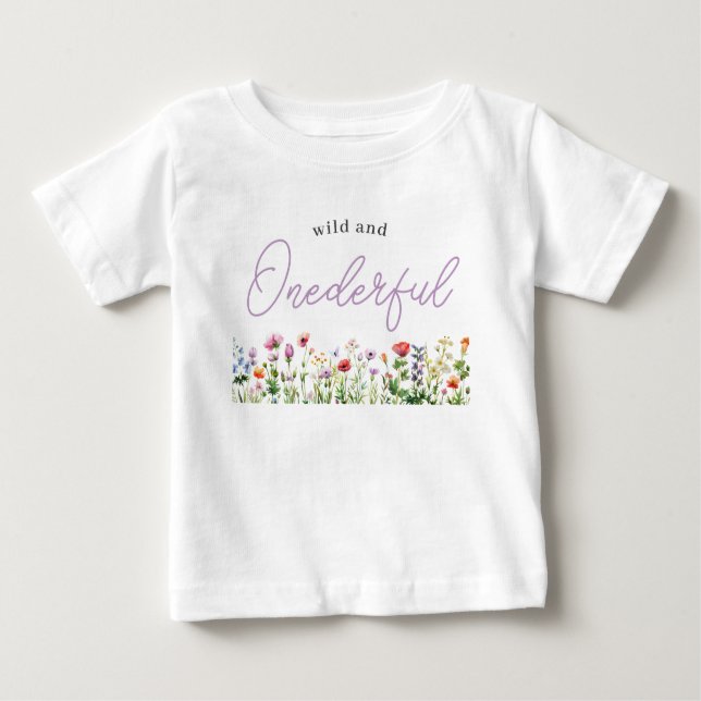 T-shirt Pour Bébé Magnifique Anniversaire de 1 an d'Onederful Wildfl (Devant)