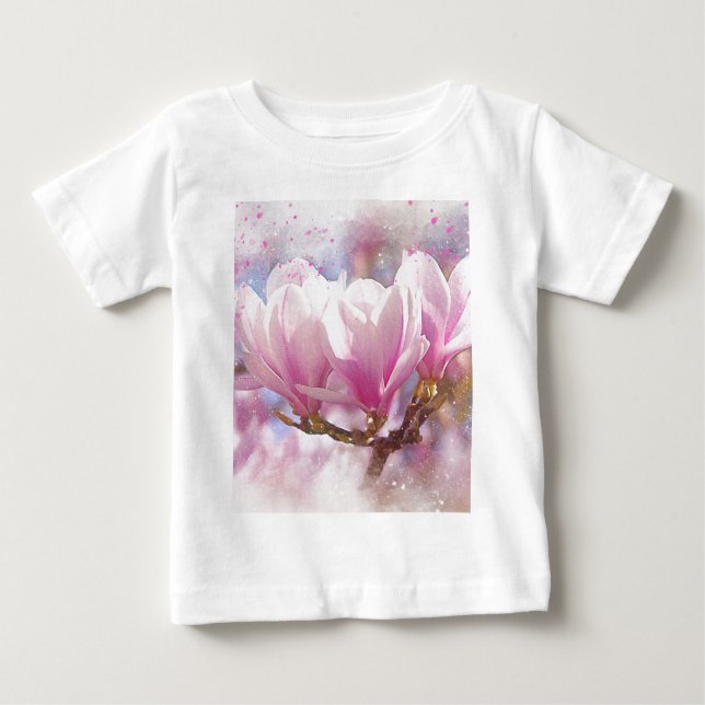 T-shirt Pour Bébé Magnolia rose-pourpre en floraison - Fleur de prin (Devant)