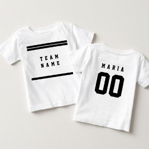 T-shirt Pour Bébé Maillot de sport noir et blanc Nom de l'équipe Dev