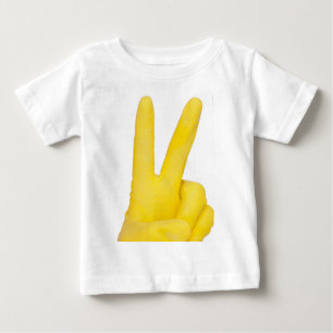 T-shirt Pour Bébé Main dans le gant de latex jaune