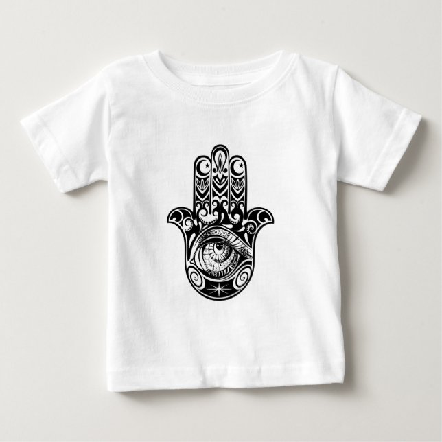 T-shirt Pour Bébé Main Zendoodle de Hamsa (Devant)