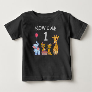 T-shirt Pour Bébé Maintenant j'ai 1 an 1er anniversaire au Zoo