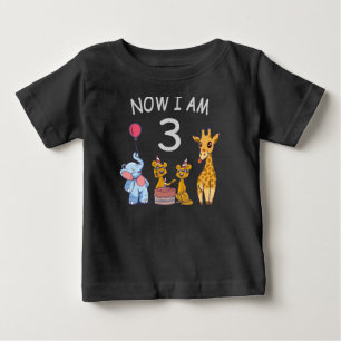 T-shirt Pour Bébé Maintenant j'ai 3 ans 3ème anniversaire au Zoo