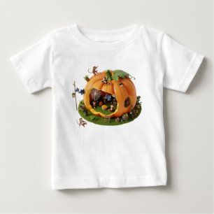 T-shirt Pour Bébé Maison de citrouille 3D fantaisiste avec des singe