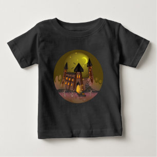 T-shirt Pour Bébé Maison de sorcière éffrayante Halloween et château