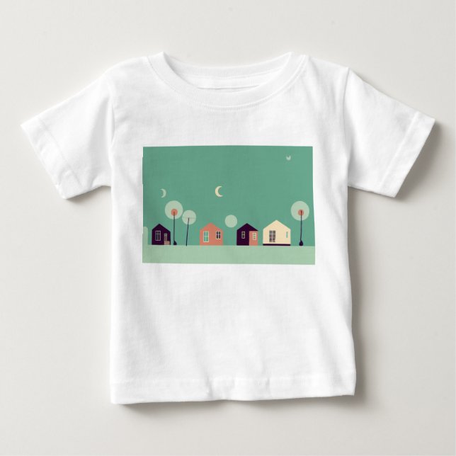 T-shirt Pour Bébé Maison, Gribouillis, Bâtiment (Devant)