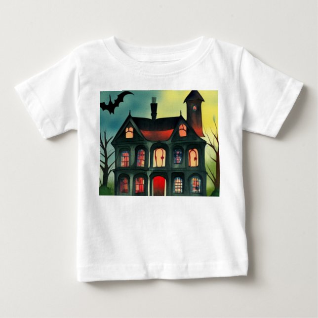 T-shirt Pour Bébé Maison hantée d'Halloween (Devant)