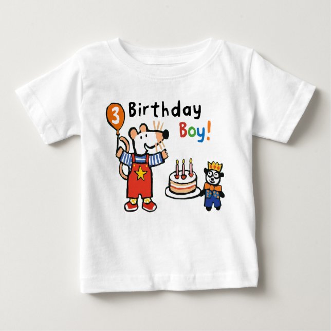 T-shirt Pour Bébé Maisy Birthday Boy, 3 Ans (Devant)