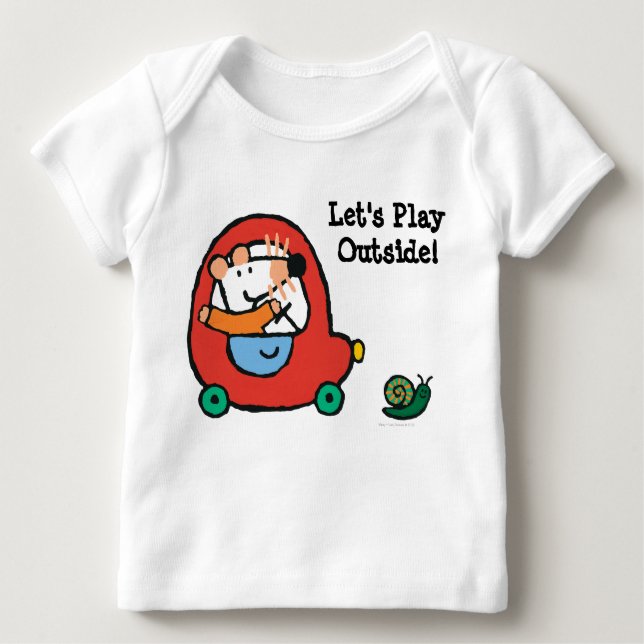 T-shirt Pour Bébé Maisy conduit une voiture rouge mignonne (Devant)