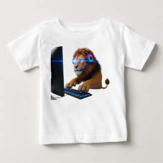 T-shirt Pour Bébé Majestueux Lion Pro Gamer Portant un Casque RVB Is