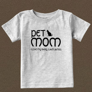 T-shirt Pour Bébé Maman de chat amatrice d'animaux personnalisée Fêt